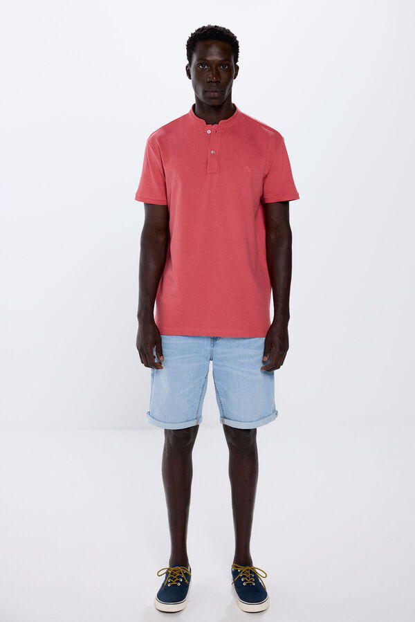 Springfield Camisa p&oacute;lo em piqu&eacute; com gola Mao vermelho