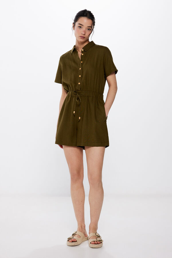 Mono Corto Springfield Monos Mujer Mono Corto Camisero Lino