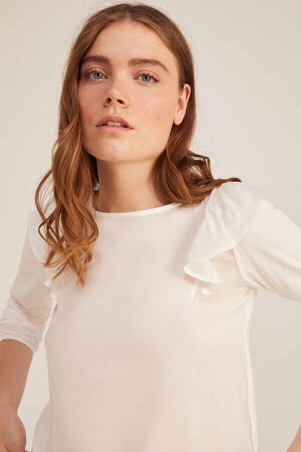 Springfield T-shirt Bimat&eacute;ria Ombros Folhos castanho