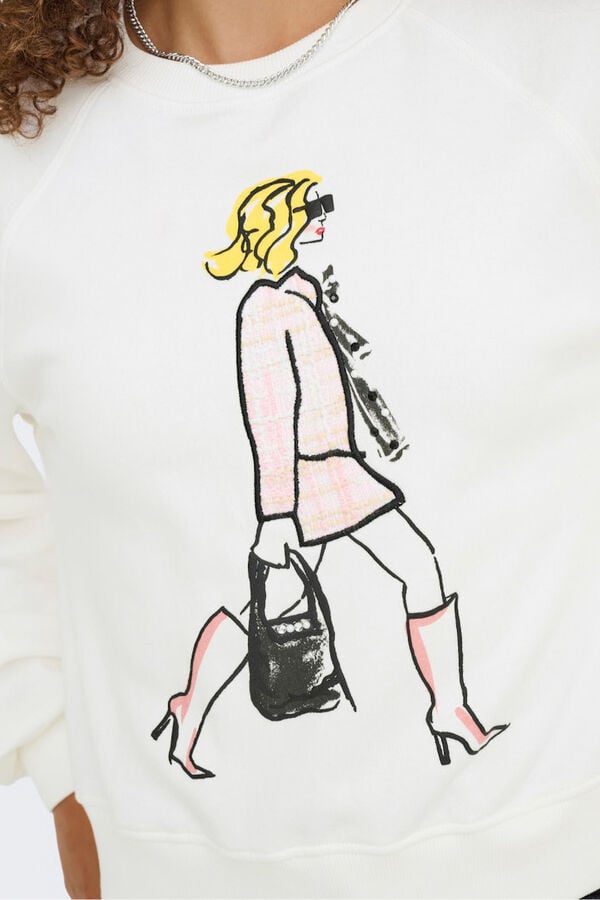 Only Sudadera dibujo frontal blanco