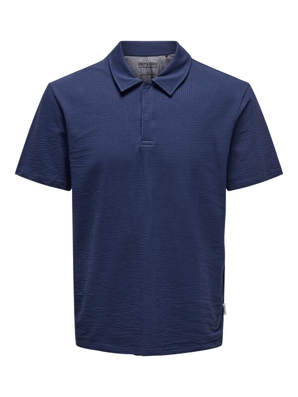 Only & Sons Polo manga corta textura azul