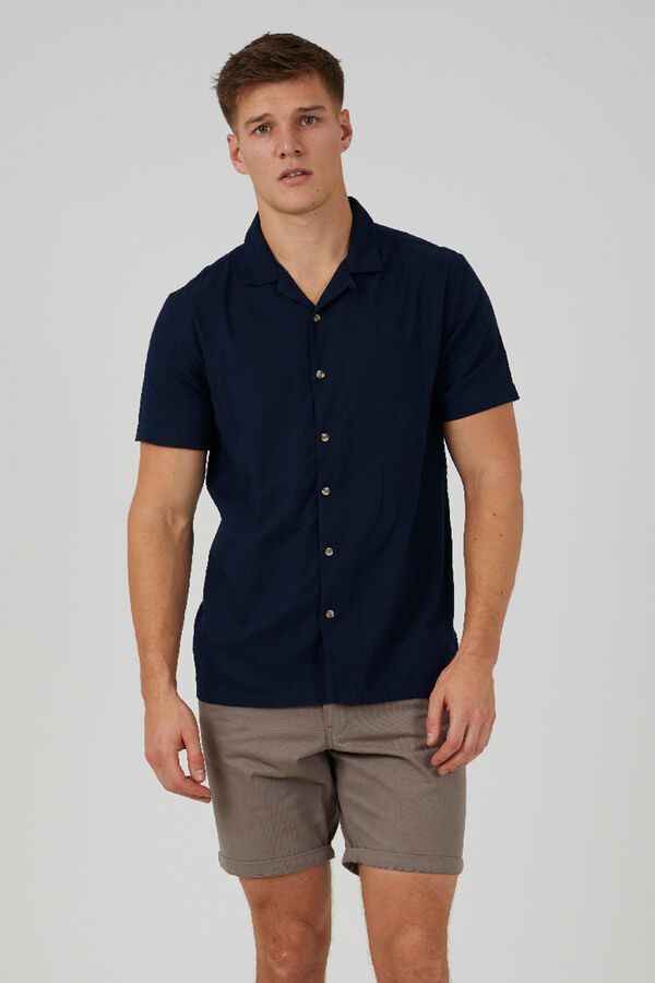 Brave Soul Camisa de manga corta con botones azul