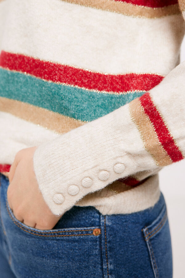 Springfield Jersey Rayas Botones Pu&ntilde;o beige