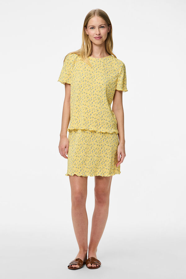 Pieces T-shirt de manga curta amarelo