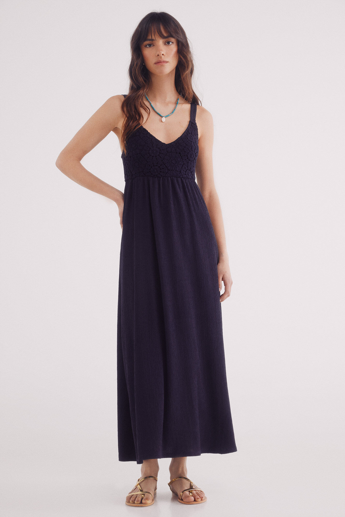 Springfield Vestido midi combinado crochet