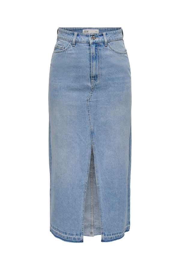 JDY Saia longa jeans com abertura frontal azul