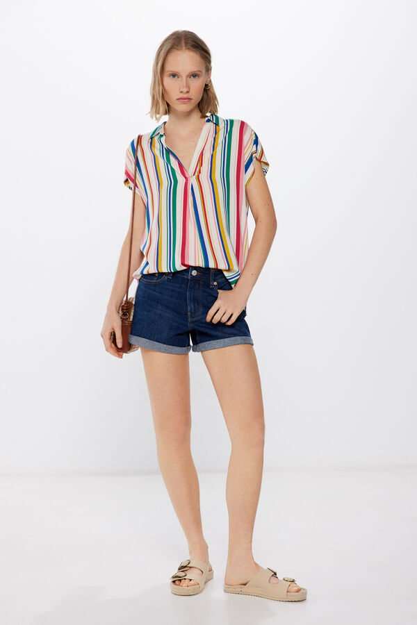 Springfield Blusa Polera Fluida estampado