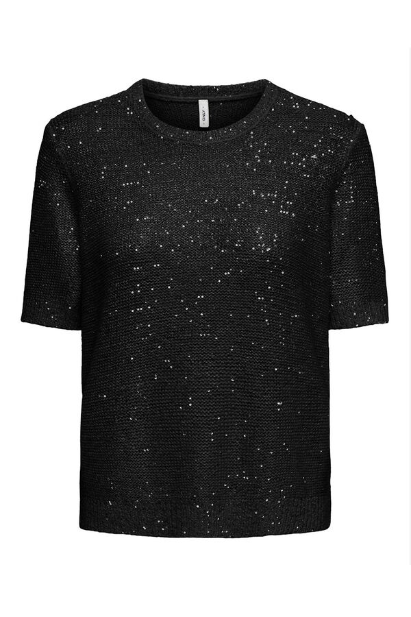 Only Top de punto con lentejuelas negro