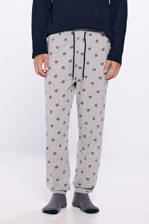 Springfield Pijama largo camiseta waffle oso panda azul