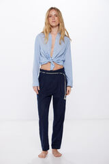 Springfield Pantal&oacute;n Cintur&oacute;n Cord&oacute;n Lino azul