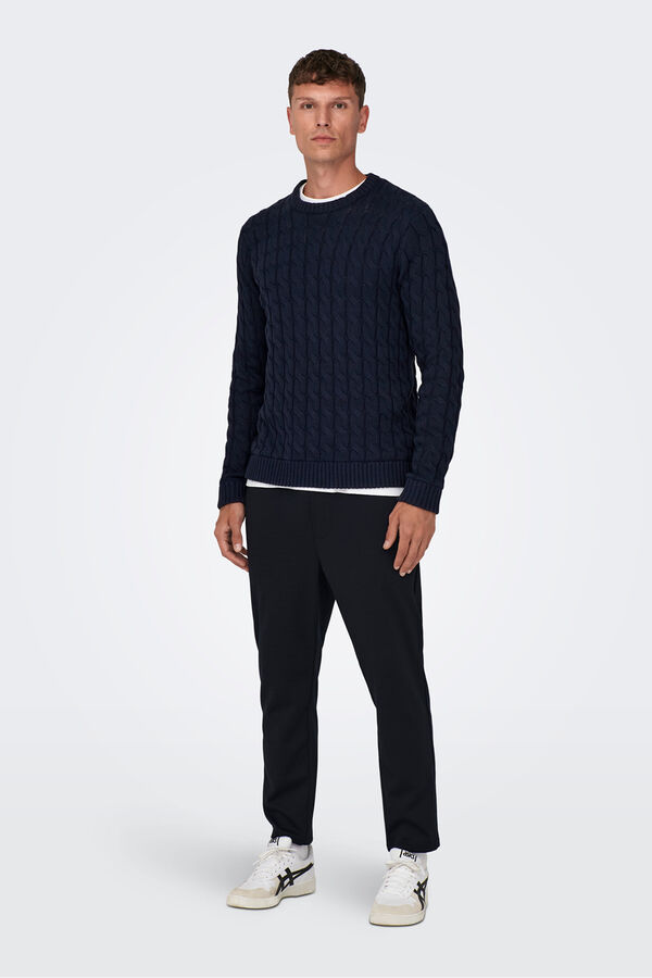 Only & Sons Camisola de gola redonda azul