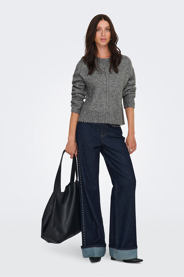 JDY Jersey cuello redondo gris