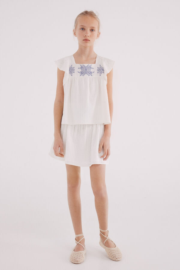 Springfield Kids saia bordada de menina cru