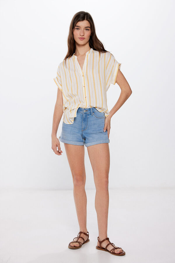 Springfield Blusa B&aacute;sica Cuello Mao Algod&oacute;n amarillo