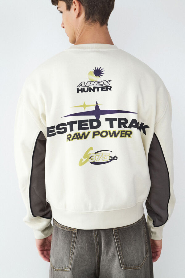 Balmohk Sudadera cuello redondo estampado f&uacute;tbol blanco