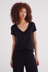 Springfield T-shirt decote crochet preto