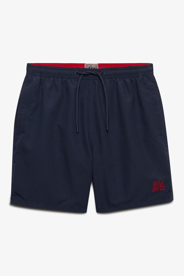 Superdry Fato de banho liso b&aacute;sico com logo azul