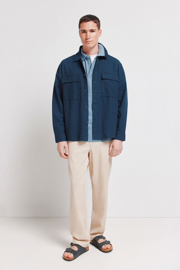 Springfield Sobrecamisa lino overshirt azul