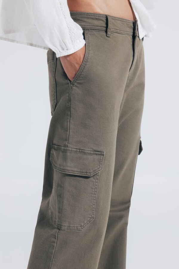 Springfield Pantalones cargo algod&oacute;n kaki