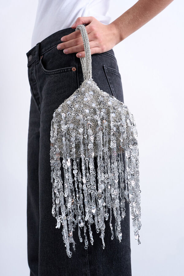 Topshop Bolsa de festa com missangas cinzento