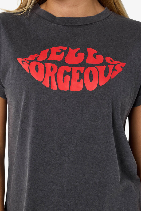 Noisy May Camiseta de Manga Corta con Print Frontal gris