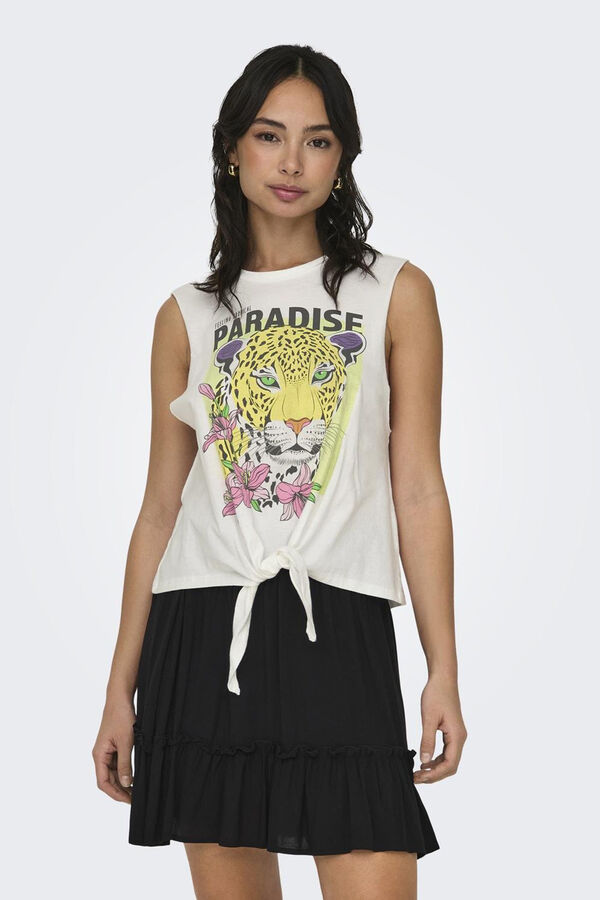 Only Camiseta sin mangas nudo blanco