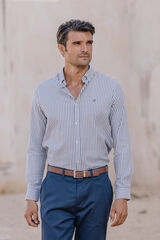 Celopman Camisa Oxford Listrada M&eacute;dia Vb verde