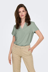 Only Top de gola manga curta em bico verde