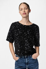Pieces Top tipo camiseta de brillo negro