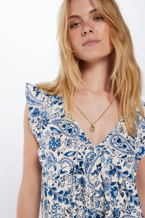 Springfield Camiseta Estampado Flores Azules estampado