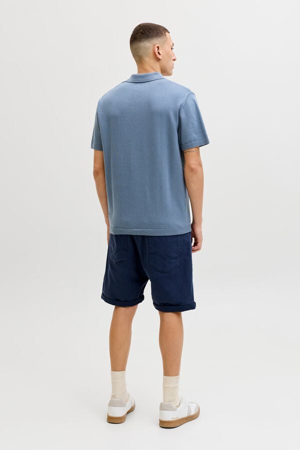 Jack & Jones Polo de malha regular fit em algod&atilde;o cinzento