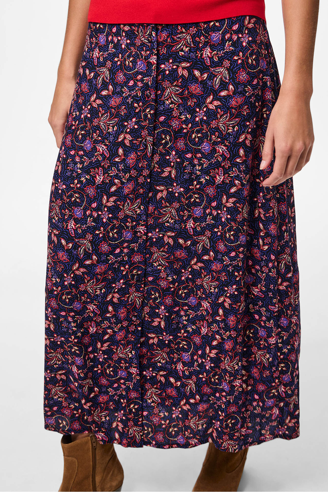 Pieces Falda midi de flores