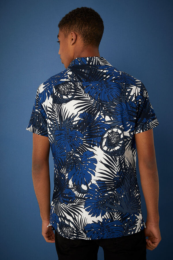 Springfield Camisa manga corta estampado tropical estampado azul