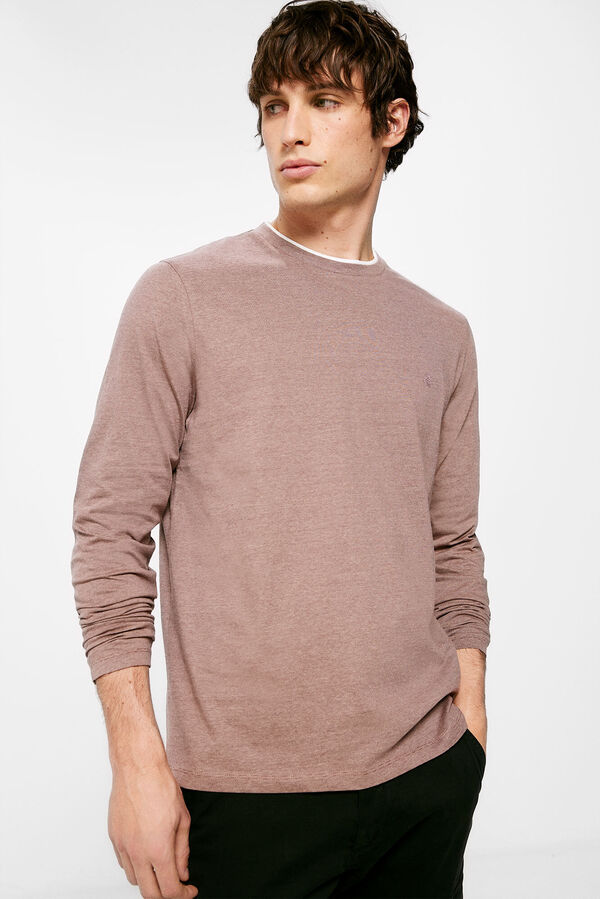 Springfield Camiseta de manga larga doble microraya burdeos