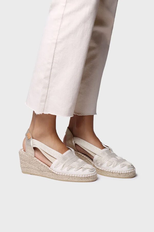 Toni Pons Espadrille cunha meia com fitas bege