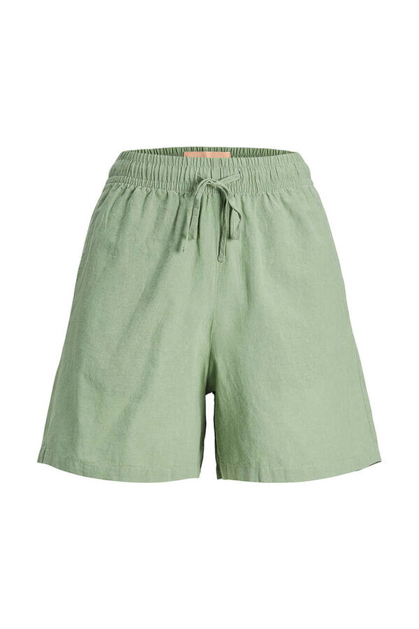 Springfield Shorts de lino con cintura elástica verde