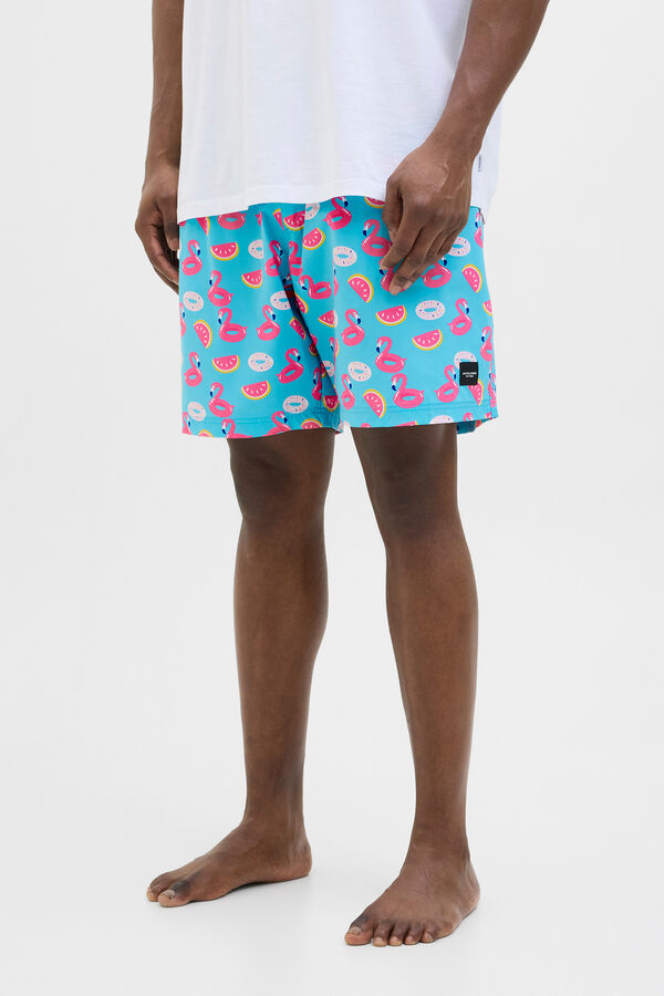 Jack & Jones PLUS Maiô estampado PLUS azul