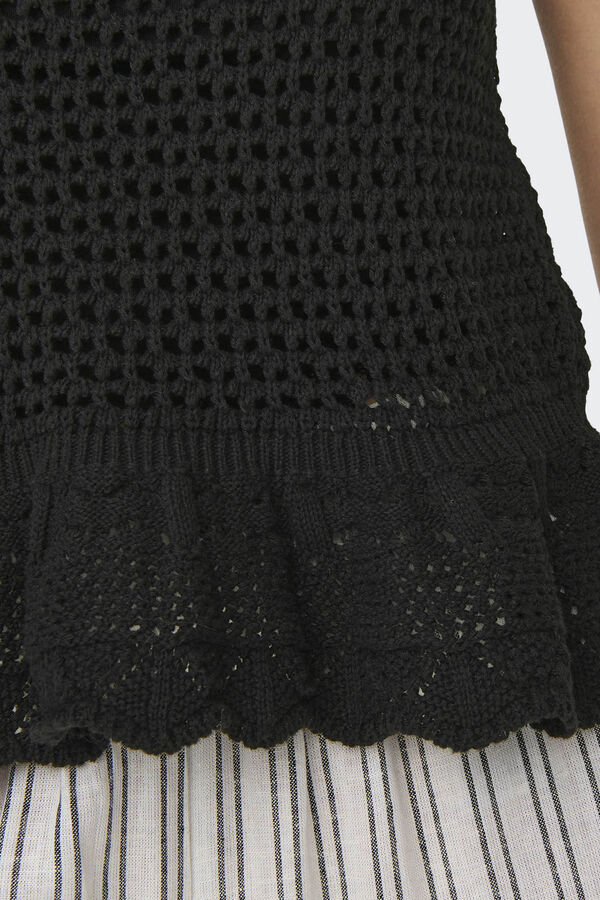 Only Camiseta tirantes crochet negro