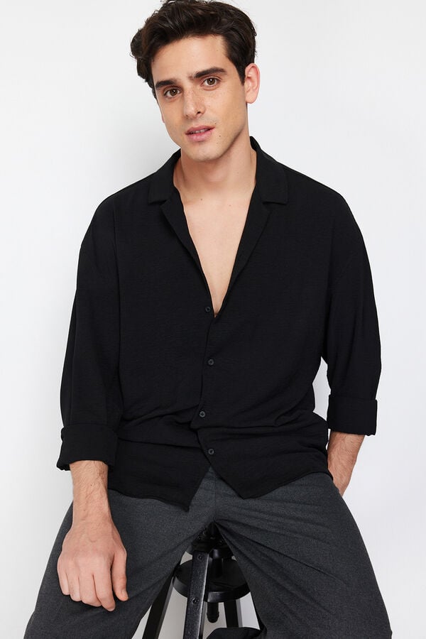 Trendyol Camisa fluida de manga comprida preto
