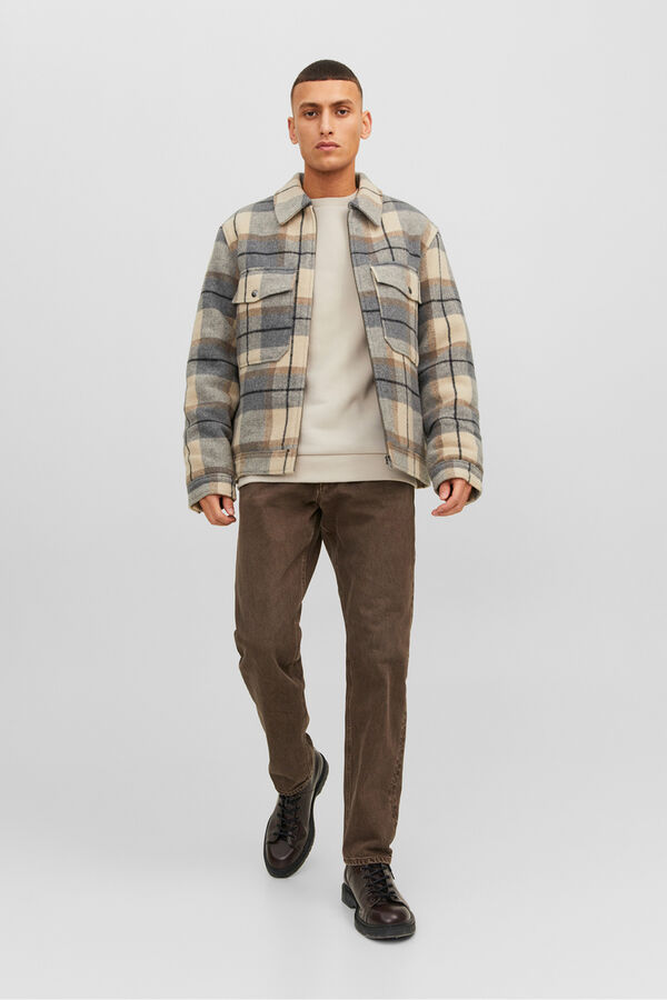 Jack & Jones Sudadera b&aacute;sica cuello redondo gris