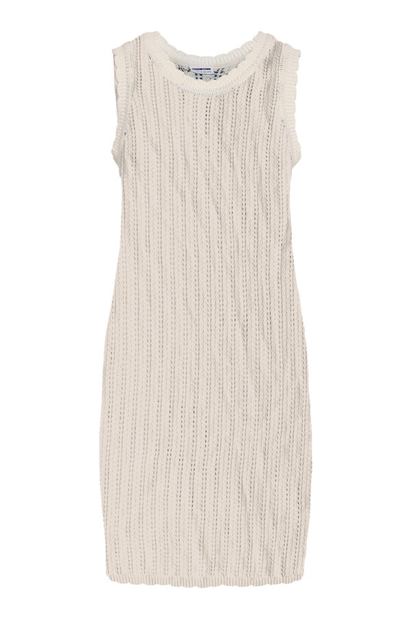 Noisy May Vestido curto de croch&eacute; sem mangas bege