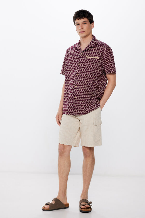 Springfield Camisa de manga curta linho impresso estampado