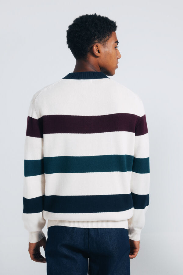 Springfield Jersey rayas cuello polo blanco