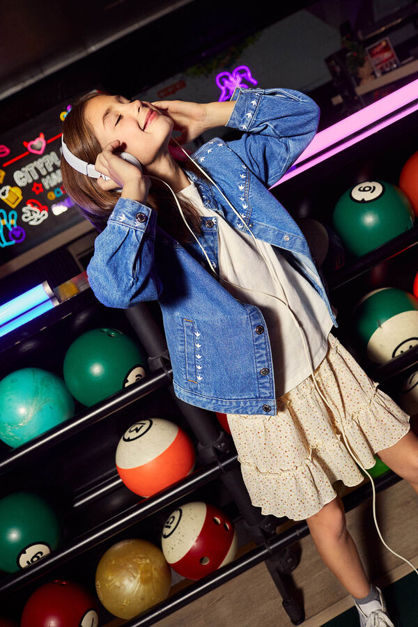 Springfield Kids Jaqueta denim bordado de menina azul