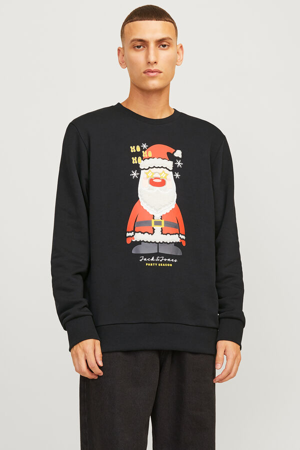 Jack & Jones Sweatshirt de Natal com corte padr&atilde;o preto