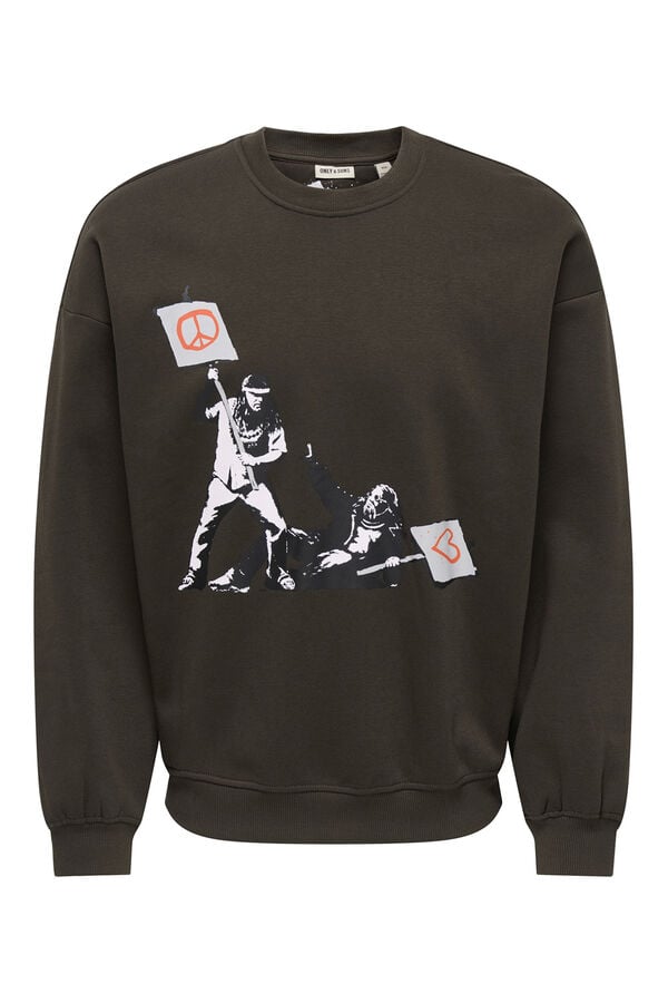 Only & Sons Sudadera cuello redondo Banksy negro