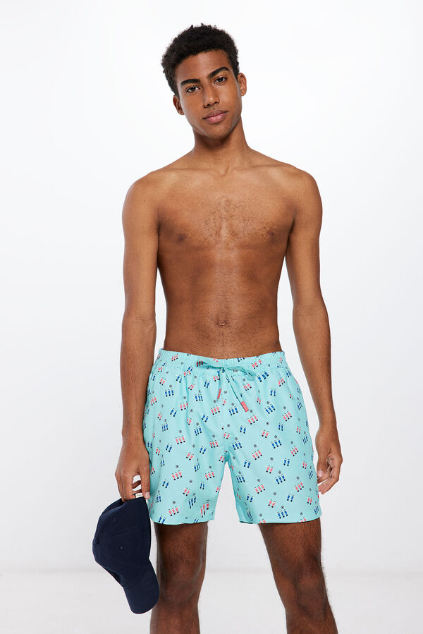 Springfield Ba&ntilde;ador estampado futbol&iacute;n turquesa