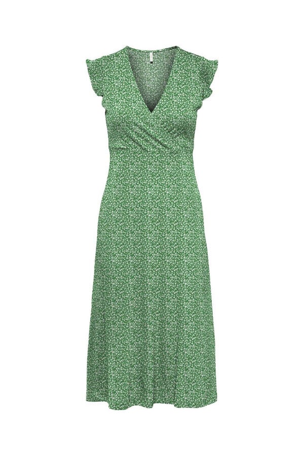 Only Vestido largo cruzado verde