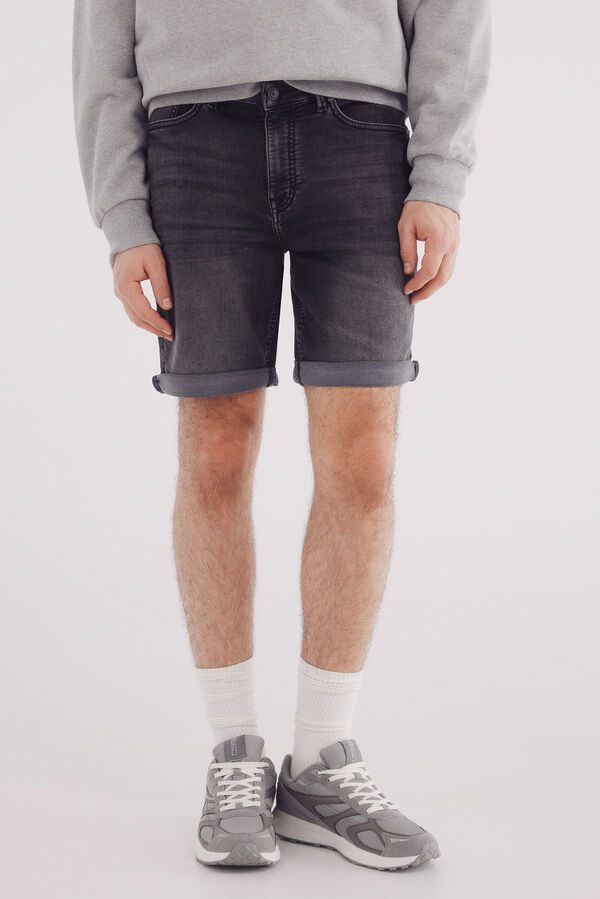 Springfield Bermuda em knit denim preto-lavado cinzento