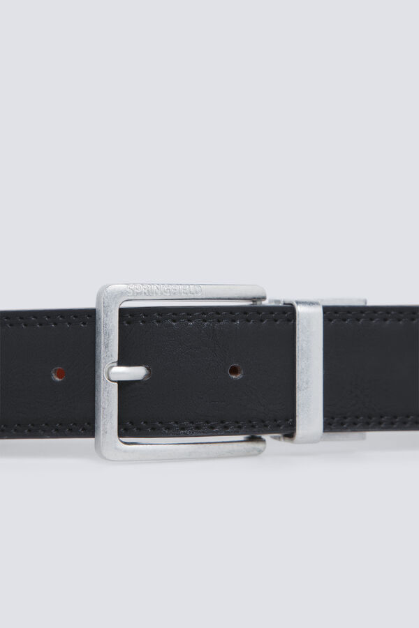 Springfield Cintur&oacute;n efecto piel reversible negro